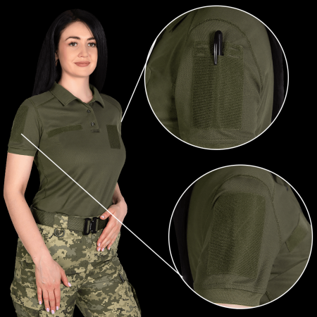 Жіноче поло Pani Army ID LT Олива  (8080)(4)