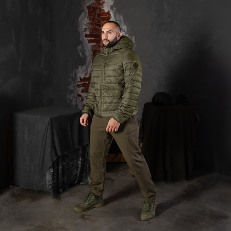 Легкий Пуховик Storm Hood 2.0 Олива (8393)(2)