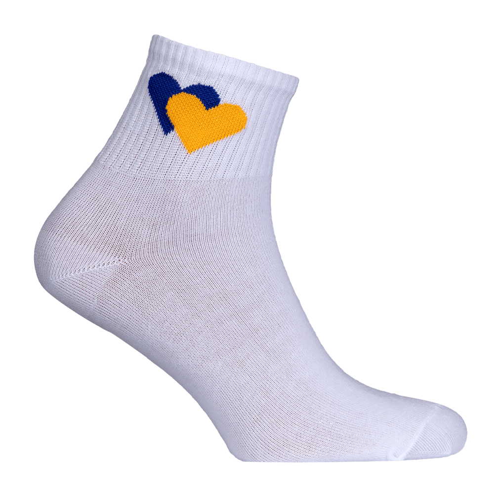 Шкарпетки Жовто-блакитні серця Білі (7169)(24)